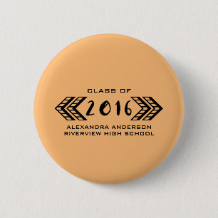 Black Tribal Aztec Graduation Button