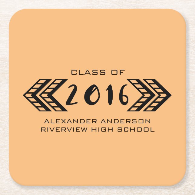 Black Tribal Aztec Graduation Paper Coasters (Front)