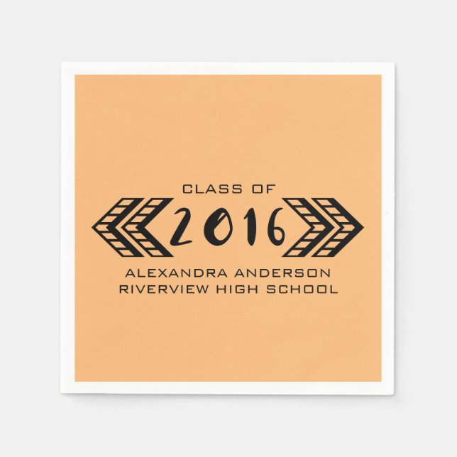 Black Tribal Aztec Graduation Paper Napkins (Front)