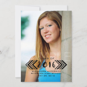 Black Tribal Aztec Photo Graduation Announcement