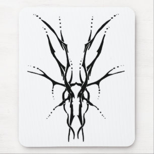 Black Tribal Deer Skull Hunting Design Mouse Pad