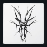 Black Tribal Deer Skull Hunting Design Square Wall Clock<br><div class="desc">Make a bold statement with this unique, intricately detailed Deer Skull Tribal Design. Featuring a striking black and white image, this artwork reimagines the classic hunting trophy with a dark, modern edge. Perfect for deer hunters looking for gear that stands out from the traditional camo, this "scary-cool" tribal aesthetic adds...</div>