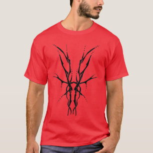 Black Tribal Deer Skull Hunting Design T-Shirt