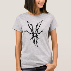 Black Tribal Deer Skull Hunting Design T-Shirt