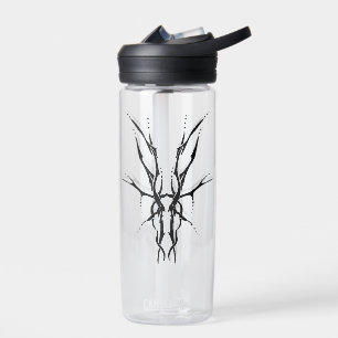Black Tribal Deer Skull Hunting Design Water Bottle