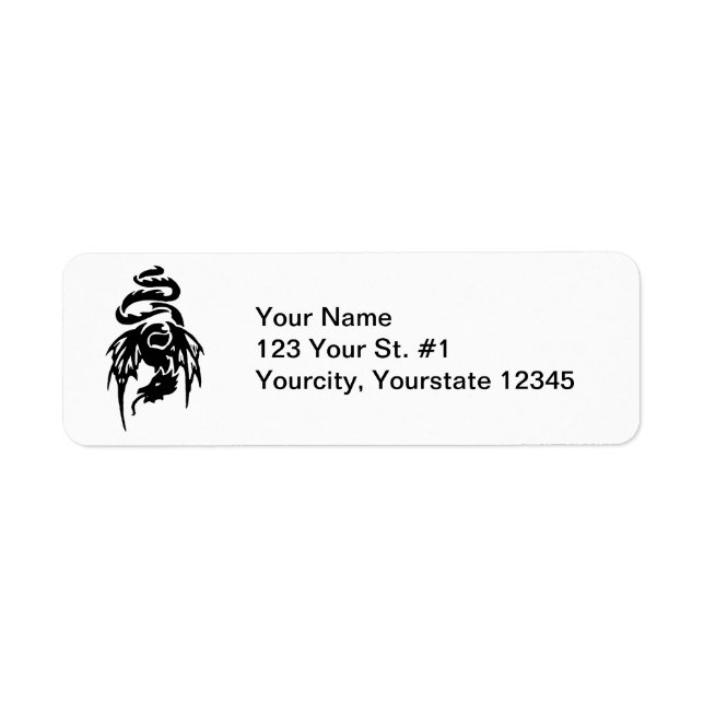 Black Tribal Dragon Fantasy Mythology Tattoo Return Address Label (Front)