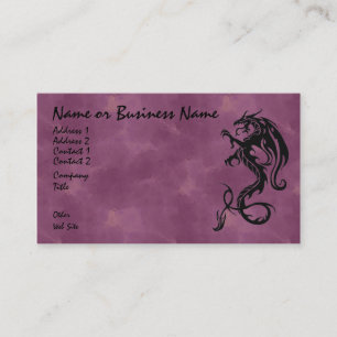 Black Tribal Dragon on Red Business Card