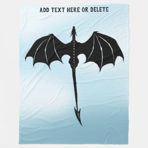 Black Tribal Flight Dragon Fantasy Blue Sky Fleece Blanket