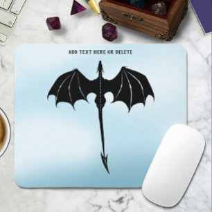 Black Tribal Flight Dragon Fantasy Blue Sky Mouse Pad