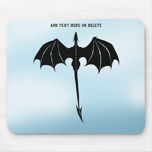 Black Tribal Flight Dragon Fantasy Blue Sky Mouse Pad (Front)