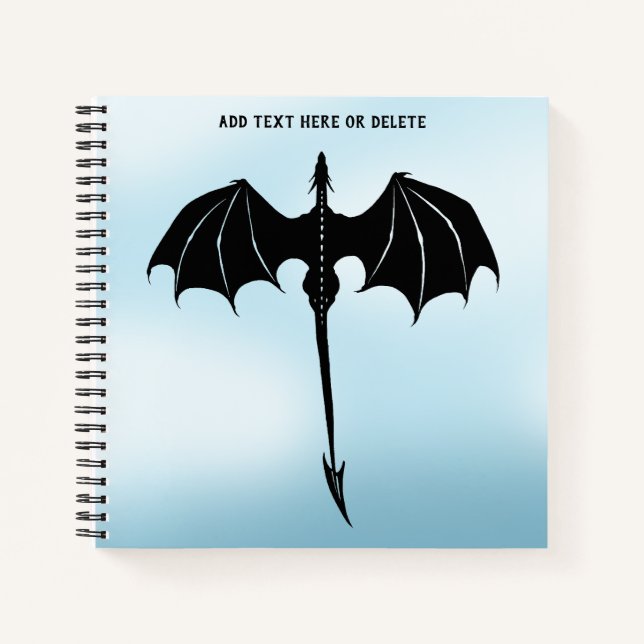Black Tribal Flight Dragon Fantasy Blue Sky Notebook (Front)