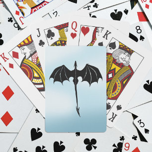 Black Tribal Flight Dragon Fantasy Blue Sky Playing Cards