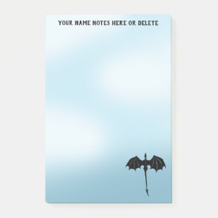 Black Tribal Flight Dragon Fantasy Blue Sky Post-it Notes