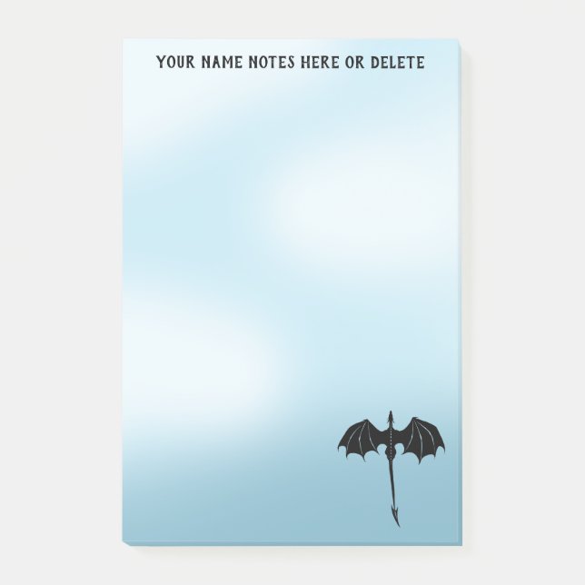Black Tribal Flight Dragon Fantasy Blue Sky Post-it Notes (Front)