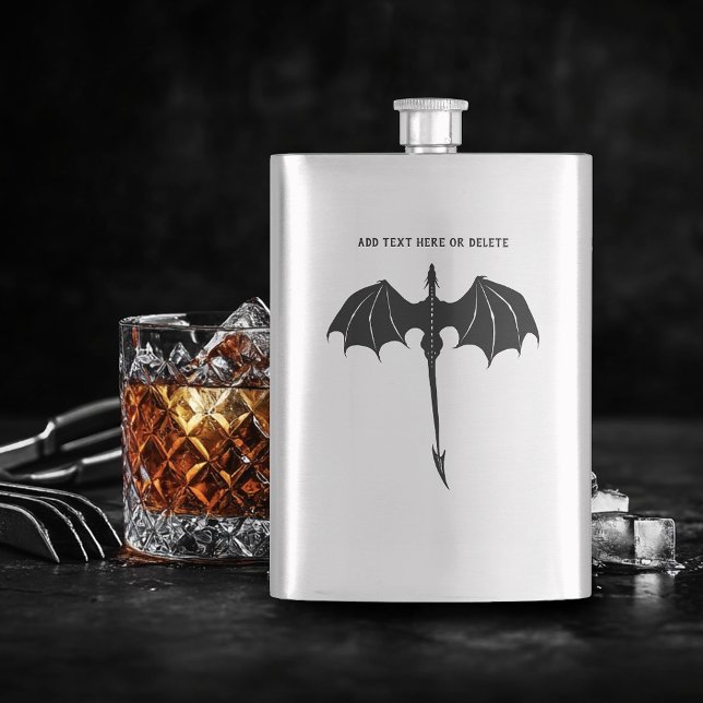 Black Tribal Flight Dragon Fantasy  Hip Flask (Creator Uploaded)