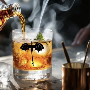 Black Tribal Flight Dragon Fantasy Whiskey Glass