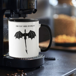 Black Tribal Flight Dragon Fantasy White Mug