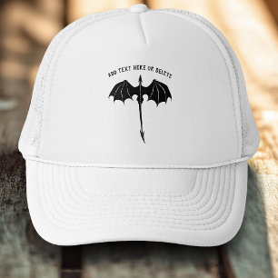 Black Tribal Flight Dragon Fantasy White Trucker Hat
