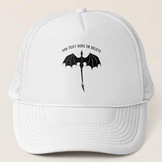 Black Tribal Flight Dragon Fantasy White Trucker Hat