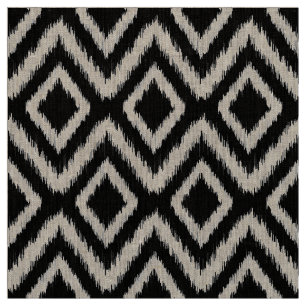 Black Tribal Ikat Chevron Fabric
