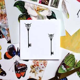 Black Tribal Owl Key Self-inking Stamp