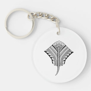 Black Tribal Stingray Manta Ray Key Ring