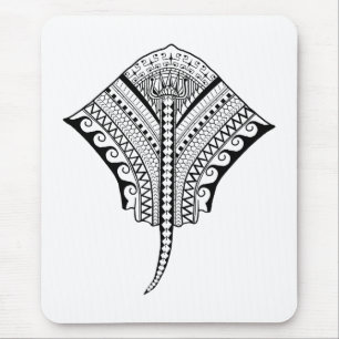 Black Tribal Stingray Manta Ray Mouse Pad