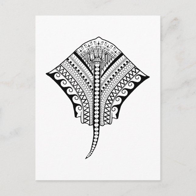 Black Tribal Stingray Manta Ray Postcard (Front)