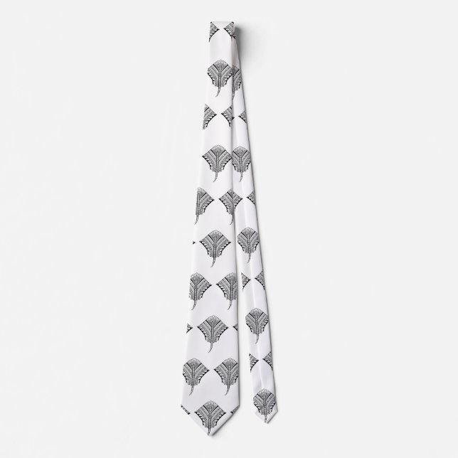 Black Tribal Stingray Manta Ray Tie (Front)