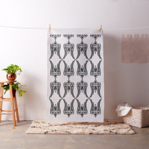 BLACK Tribal Tattoo - tulip + your ideas Fabric