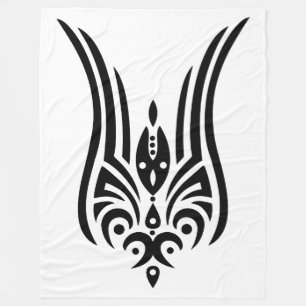 BLACK Tribal Tattoo - tulip + your ideas Fleece Blanket