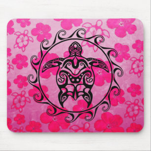 Black Tribal Turtle Mouse Pad