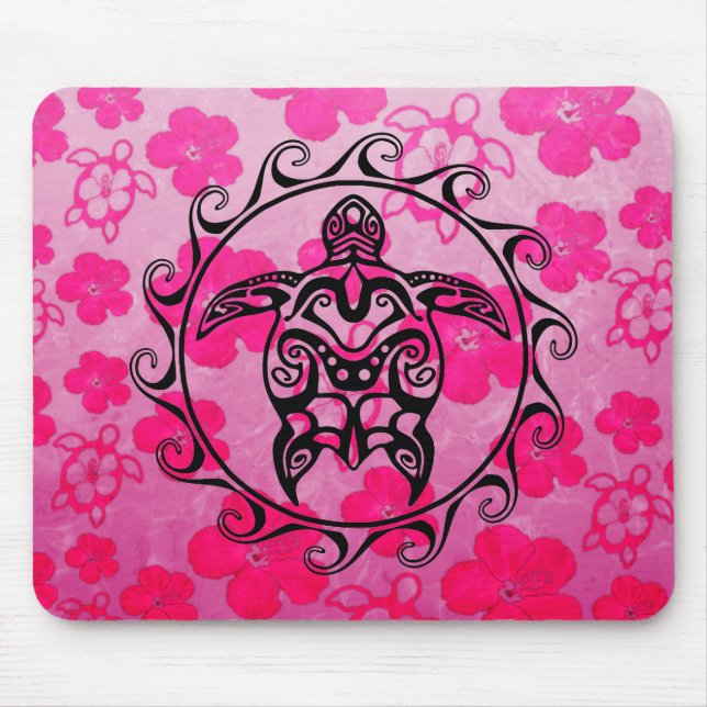 Black Tribal Turtle Mouse Pad (Front)
