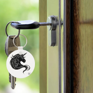 Black Tribal Unicorn Key Ring