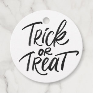 Black Trick or Treat Hand Lettering Halloween Favour Tags
