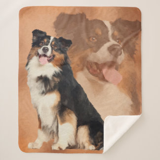 Black tricolor Australian Shepherd - Aussie Sherpa Blanket