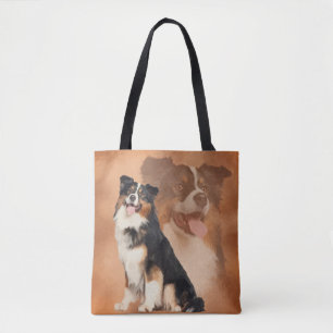 Black tricolor Australian Shepherd - Aussie Tote Bag