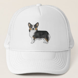 Black Tricolor Pembroke Welsh Corgi Cartoon Dog Trucker Hat