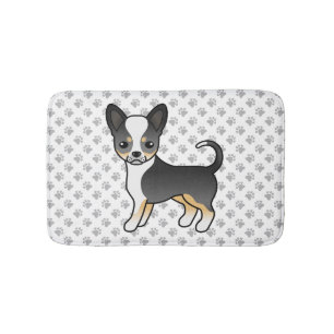 Black Tricolor Smooth Coat Chihuahua Dog & Paws Bath Mat