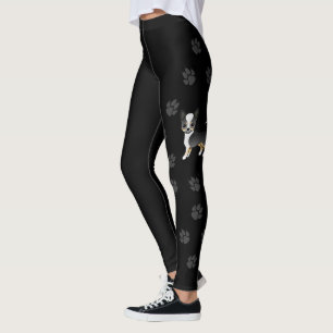 Black Tricolor Smooth Coat Chihuahua Dog & Paws Leggings