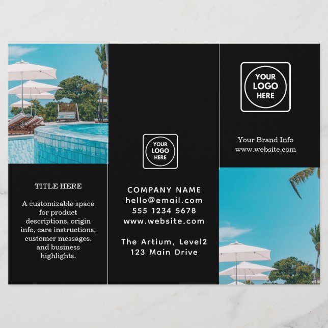 Black Trifold Brochure | Custom Modern Business  (Front)