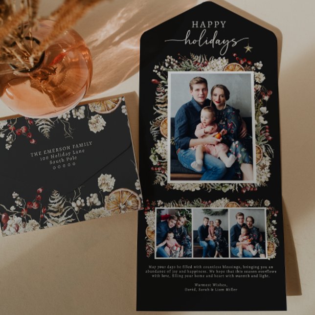 Black Trifold Holiday Card (Black Trifold Christmas Card
)