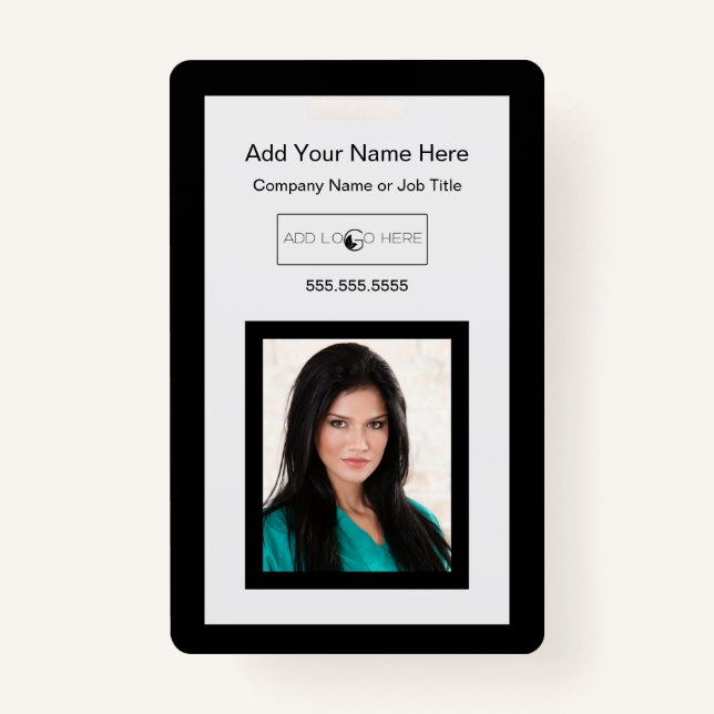 Black trim add photo logo identification badge ID badge (Back)