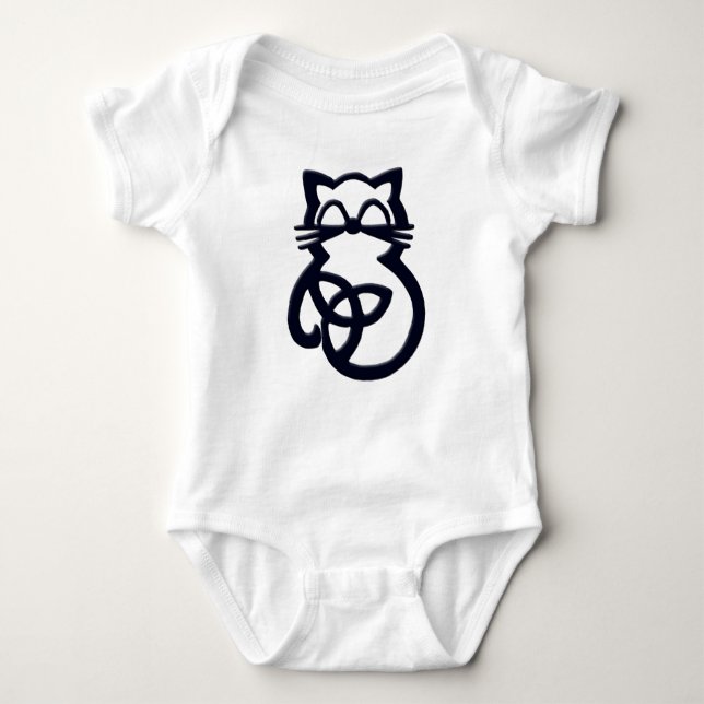Black Trinity Knot Celtic Cat Baby One Piece Bodysuit (Front)