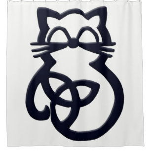 Black Trinity Knot Celtic Cat Shower Curtain