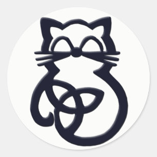 Black Trinity Knot Celtic Cat Stickers