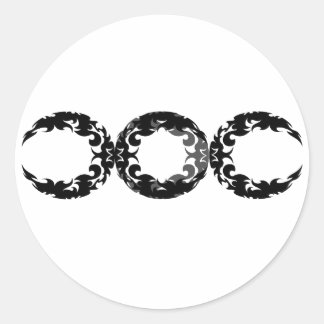 Black Triple Goddess Moon Design Classic Round Sticker