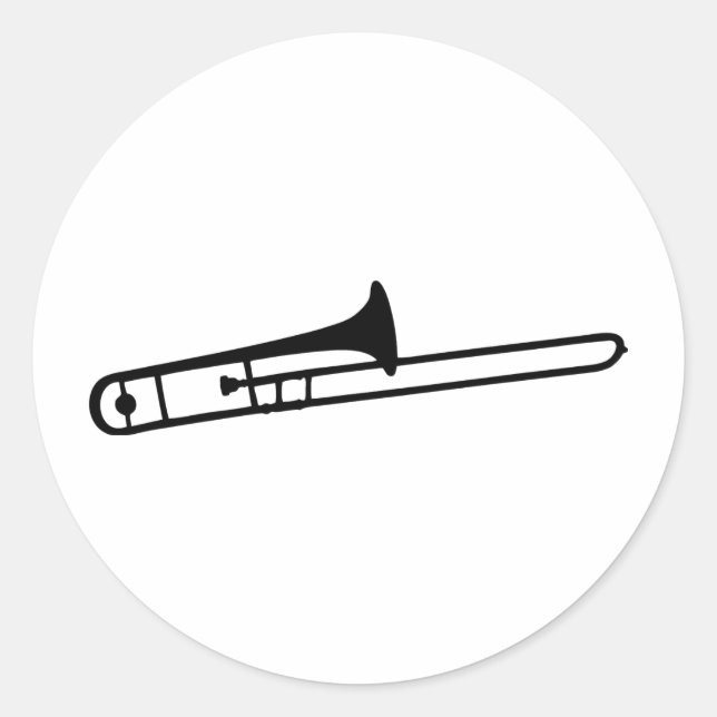 black trombone instrument icon classic round sticker (Front)