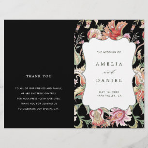 Black   Tropical Floral Wedding Ceremony Program
