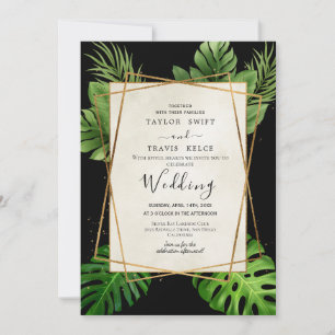 Black Tropical Palm Wedding Invitation